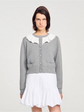 Sandro CARDIGAN WITH CONTRAST COLLAR / Size 36 (NWOT)